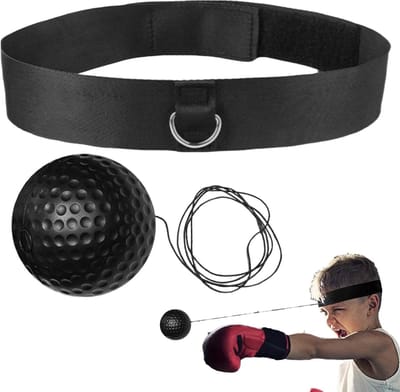 Reflectieve Boksbal - Reactiebal Trainingsbal - Coördinatie Verbeteren - Compact en Draagbaar - 18.6 cm Lengte - Zwart