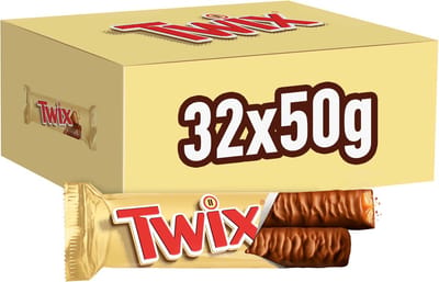 Twix Singles - chocolade repen - karamel biscuit - 32x50g uitdeeldoos