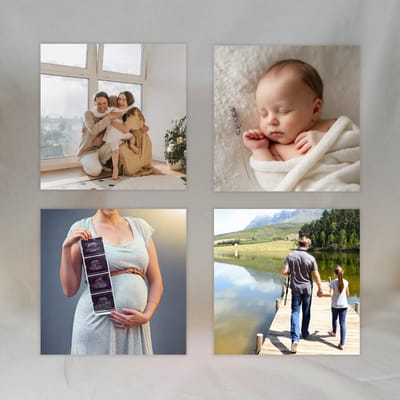 Gepersonaliseerde Fotomagneten – Set van 4 – Magnetische Fototegeltjes 5x5 cm – Foto magneet – Eigen Foto & Tekst – Uniek Cadeau & Woondecoratie