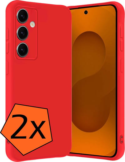 Hoes - 2 Stuks - Geschikt voor Samsung Galaxy S25 - Sterk & Shockproof - Case Siliconen - Back Cover - Telefoon Hoes - Rood
