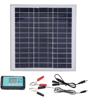 Zonne-energie Kit - Batterij Oplader - Energie Opladen - Weerbestendige Controller - 31x30.9x4.3 cm - Zwart