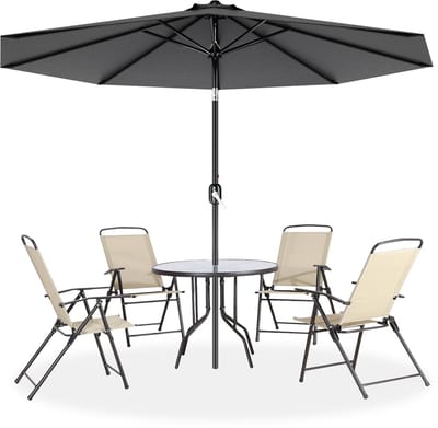 ACXIN handmatige parasol - 350 cm - donkergrijs - niet‑kantelbaar - UV‑bescherming