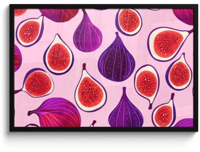 Poster in lijst - Fotolijst 90x60 cm - Posters - Vijgen - Roze - Paars - Posterlijst zwart - Decoratie - Wanddecoratie woonkamer - Muurdecoratie slaapkamer