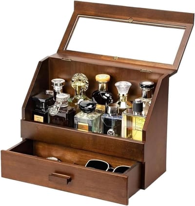 Houten Parfum Organiser met Lades voor Sieraden en Cosmetica - Perfect Cadeau voor Mannen