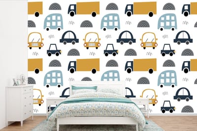Behang - Fotobehang Patroon - Jongens - Auto - Kind - Breedte 360 cm x hoogte 240 cm