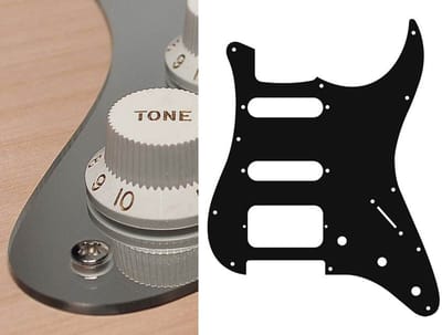 Boston ST-223-MC pickguard, Stallion, SSH, 3 pot holes, 3-5 switch, 2 ply, mirror chrome
