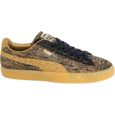 Puma Basket Knit Metallic Goud Heren Veterschoenen 363087 02 B24C
