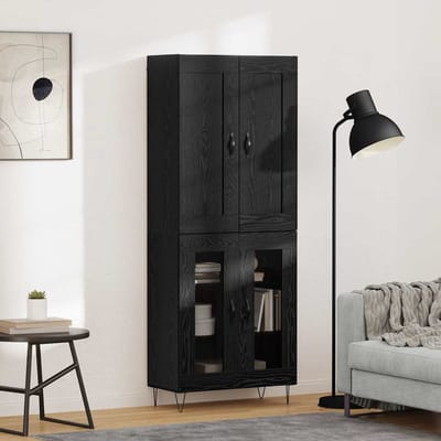 vidaXL - Highboard - Zwart - Eiken - 69,5 - x - 34 - x - 180 - cm - Bewerkt - hout