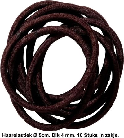 Rojafit Haarelastiekjes – Ø 5 cm. / 4 mm. dik - 10 stuks – Bruin