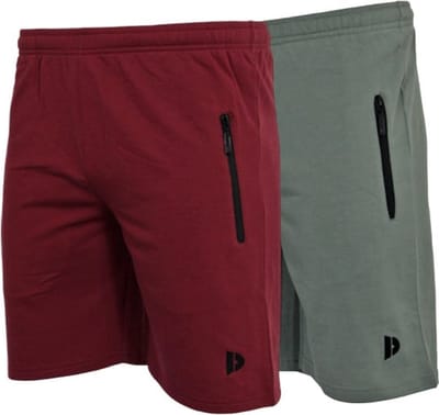 2-Pack Donnay Joggingshort (Nick) - Sportshort - Heren - Burgundy/Jungle green (629) - maat S