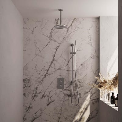 Brauer Brushed Edition Thermostatische Regendoucheset Inbouw - Hoofddouche 20 cm - 3 Weg - Handdouche Staaf - Doucheslang - Geintegreerde Glijstang - Rvs