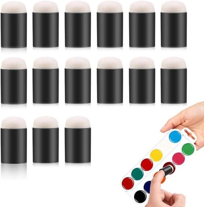 Schildersponzen Vingers - Verfsponsjes Knutselen - Kleur aanbrengen - Met kunststof handvat - 15 stuks - Zwart