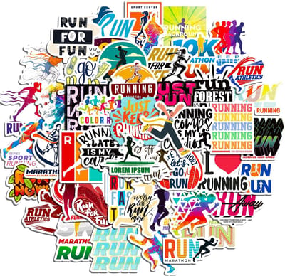 Hardloop Stickers - Go Running Sticker Set 4x5CM - voor Waterfles, Laptop, Auto etc. Run/Running/Joggen/Lopen/Sport