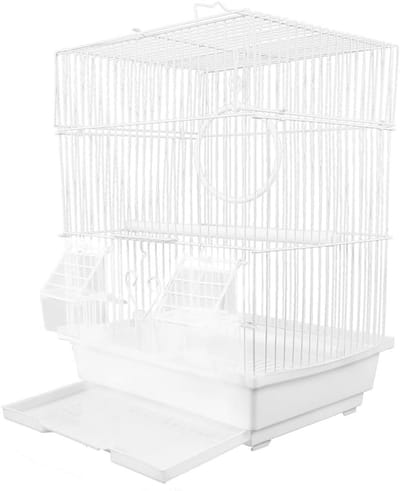 Vogelkooi Kleine Vogels - Kooi Parkiet - Dierenverblijf - Makkelijk Schoon Te Maken - 38x30x23cm - Wit