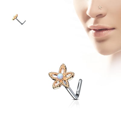 Neuspiercing L-Bend Flower Contour 0.8x6x6 - rose - LMPiercings