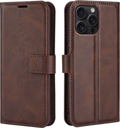 Coverup Hoesje - Geschikt voor iPhone 16 Pro Max Hoesje - Coverup Deluxe Book Case - Donkerbruin