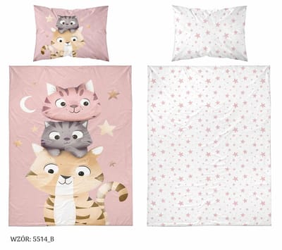 Poesjes Poes Kat Dekbedovertrek 100x135 Katoen Duurzaam 2in1 Junior Peuter Ledikant