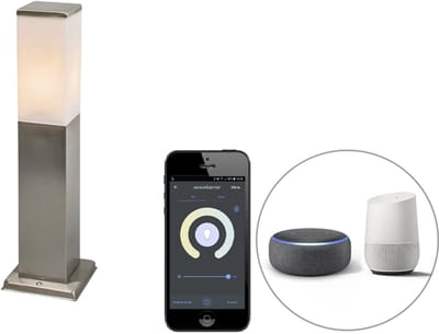 QAZQA malios - Moderne Dimbare LED Smart Staande Buitenlamp | Staande Lamp voor buiten incl. wifi met Dimmer - 1 lichts - H 45 cm - Staal - Buitenverlichting