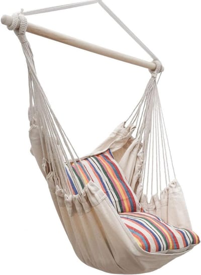 Comfortabele Hangstoel met Twee Keerbare Kussens - Beige - Tuin en Balkon