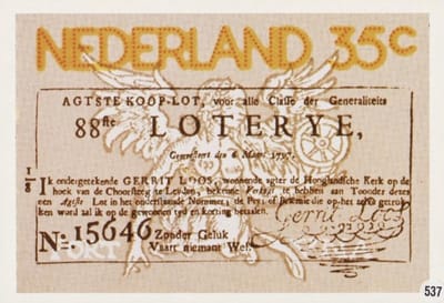 Briefkaart met afbeelding Staatslot postzegel