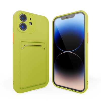 Backcover hoesje met pashouder - Geschikt voor iPhone 12 hoesje - Pasjeshouder shockproof case - Ruimte voor pasjes - Siliconen hoesje lichtgroen / groen