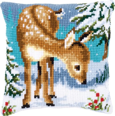 Vervaco - Kruissteekkussen kit - Hertje in de sneeuw - PN-0149147 - Borduren - Borduurpakket - Borduurpakket volwassenen - Borduurpakket kind