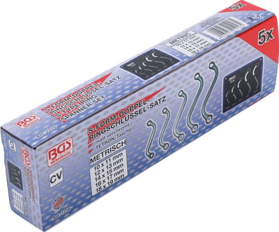 BGS dubbele ringsleutelset S-vorm SW 10 x 11 - 18 x 19 mm 5-delig. - 1216