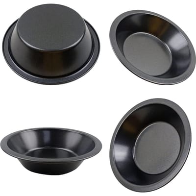 6 Stuks Mini Taartvormen 5 Inch Herbruikbare Kleine Taartvormen Koolstofstaal Pizza Bord Ronde Brood Vleespastei Blikken Bakplaat Keukengereedschap black