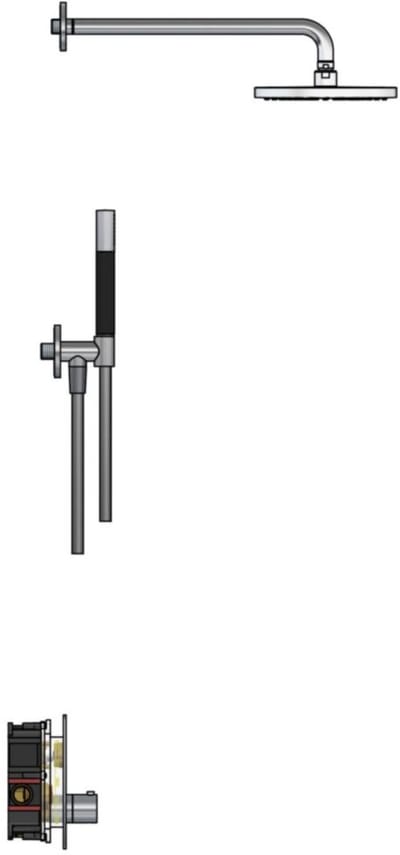 Hotbath Cobber - Inbouw Regendoucheset - Chroom - Thermostatisch - Wandarm 38.5 cm - Hoofddouche 200 mm - Staafhanddouche - Waterbesparend - V02