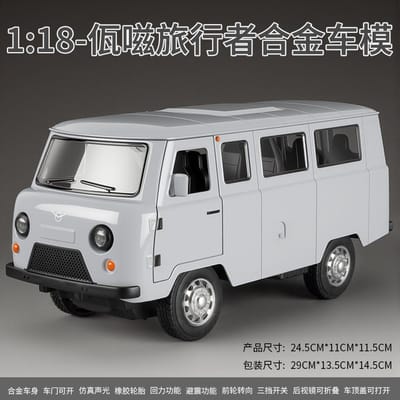 1:18 Russische Uaz Traveler Off Road Van Legering Metaal Modelauto Geluid Licht Klassiek Hobby Verzameling Ornament Cadeau Kinderen