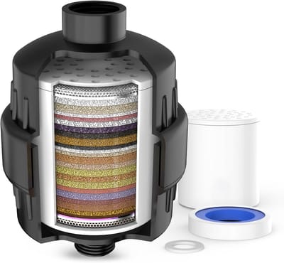 36-stage douchefilter, vervangbaar hard water filter, vermindert chloor en onzuiverheden, filtercapaciteit 20.000 l, inclusief 1 vervangingscartridge