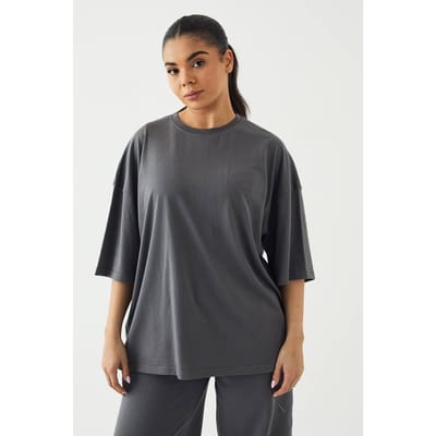 Dames DSGN Studio Sport Training Club Oversized T-Shirt | Charcoal | Maat: XS