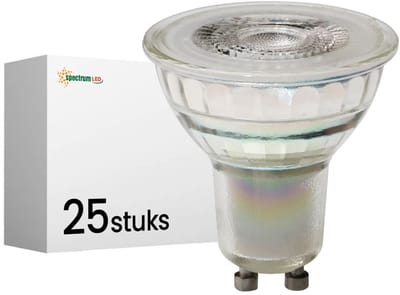 Spectrum LED Lamp GU10 230V 5,5W - 475 Lumen - 3000K Warm wit - Gezellig licht - Dimbaar - Energiezuinig - 25 stuks