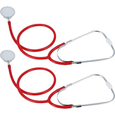 2 Set Dubbelkoppige Stethoscoop voor Arts Verpleegkundige Dierenarts Student GezondheidszorgapparaatRood rood