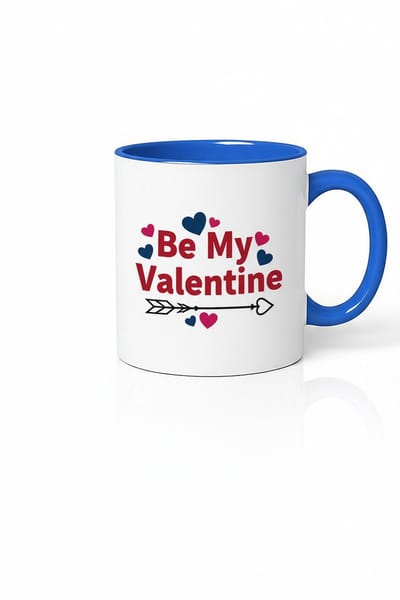 Valentijn Mok 'Be My Valentine' Blauw | Romantisch Liefdescadeau | Koffie Theemok met Harten