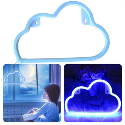 LED Neon Wandlamp - Wolk - Wit - 30x19x2cm - 3x AA Batterijen - Neon Verlichting