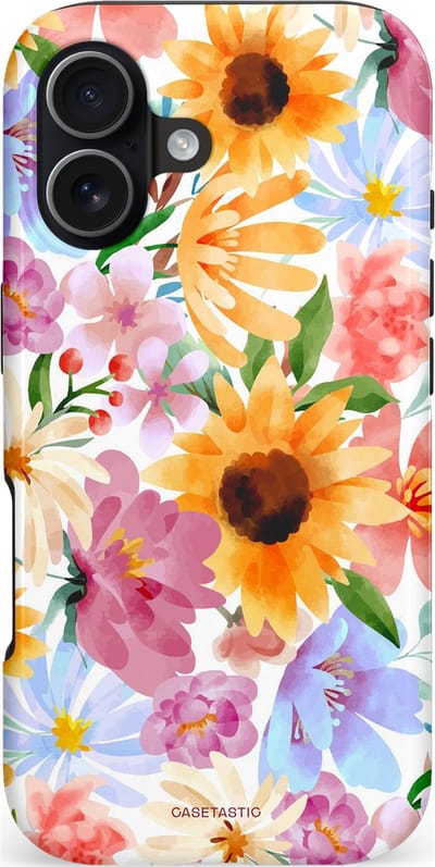 Casetastic hoesje geschikt voor Apple iPhone 17 - MagSafe - Dubbellaagse bescherming - Aquarel fantasie - Fashion Case - Crème Wit Perzik Goud