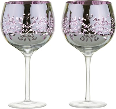 Artland set van 2 Filigrain Gin glazen lila jaspisblauw - 70 CL 21.5 cm