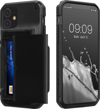 kwmobile Telefoonhoesje met pasjeshouder geschikt voor Apple iPhone 11 hoesje - Hard case met TPU rand in zwart
