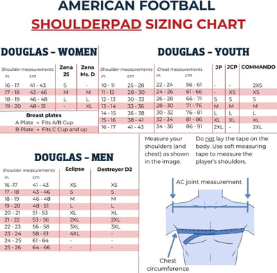 Douglas American Football Shoulder Pads Schouderbescherming | Maat L (Dames/Vrouwen) QB / WR / DB / LB / K