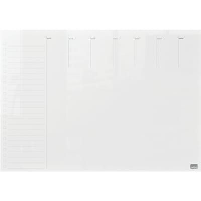 Nobo Draagbaar, Droog Uitwisbaar Mini A4 Whiteboard Weekplanner voor op Bureau/aan de Muur -  210 x 297mm - Inclusief Marker En Montage Pads - Transparant Acryl