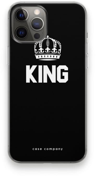 Case Company® - Hoesje geschikt voor iPhone 12 Pro Max hoesje - King zwart - Soft Cover Telefoonhoesje - Bescherming aan alle Kanten en Schermrand