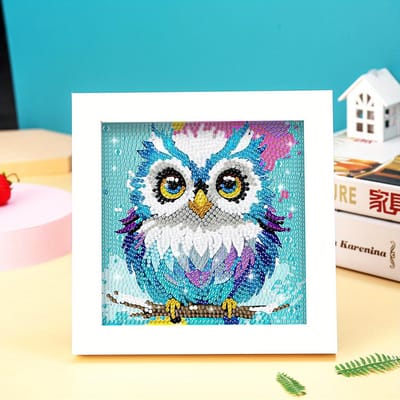 Kit de peinture diamant à faire soi-même, image d'animal de dessin animé, broderie de diamants à l'eau cristalline, décoration d'anniversaire, cadeau rimless