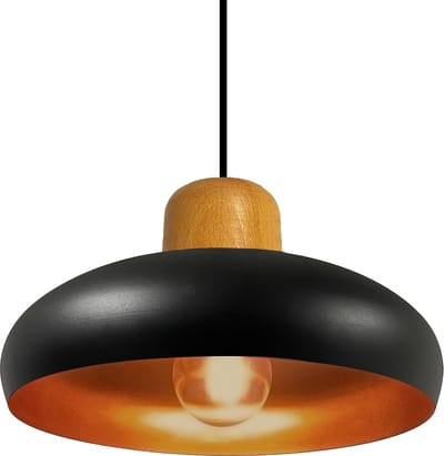 Bamyum Androa 1flame E27 Plafondlamp Binnen Zwart Metaal Hout Industriële Lamp