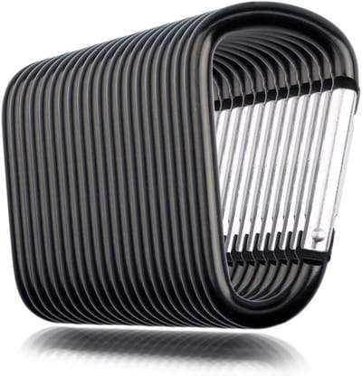 20 Stuks D-Vorm Aluminium Karabijnhaak Clips Zwart voor Sleutelhanger en Tas