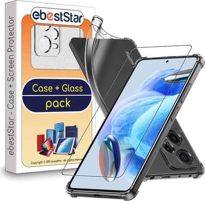 ebestStar - Hoes geschikt voor Xiaomi Redmi Note 12 Pro, 12 Pro+ 5G, Silicone Slim Cover Case, Versterkte Hoeken en Randen hoesje, Transparant + Gehard Glas