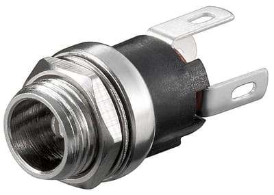 Soldeerbare vrouwelijke DC inbouw-connector 2,1mm voor paneelmontage - gesloten circuit