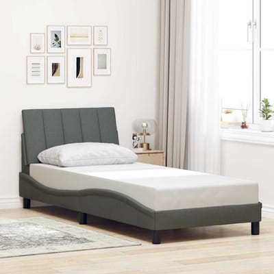 vidaXL - Bedframe - zonder - matras - "Hanko" - 80x200 - cm - stof - donkergrijs