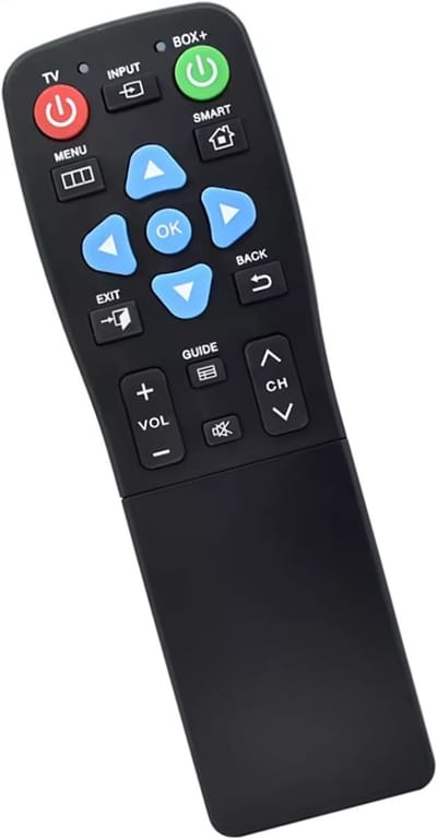 Afstandsbediening - Universele Bediening - TV Kijken - Extra Grote Knoppen - 5 x 18 cm - Zwart