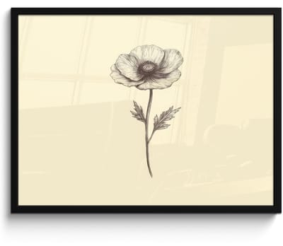 Poster in lijst - Fotolijst 70x50 cm - Posters - Klaproos - Illustratie - Zwart - Posterlijst zwart - Decoratie - Wanddecoratie woonkamer - Muurdecoratie slaapkamer